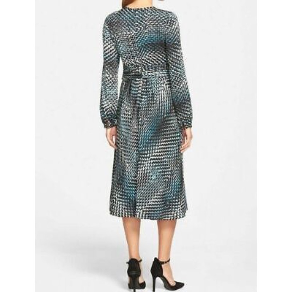 Classiques Entier Silk Grahic Print Keyhole Long Sleeve Midi Dress Size 12 - Picture 2 of 13